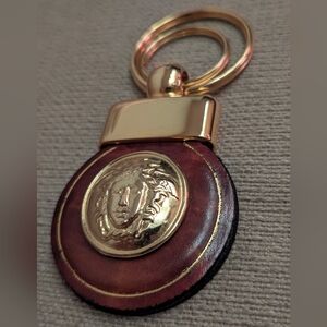 Vintage Versace Leather Medusa Head Keychain